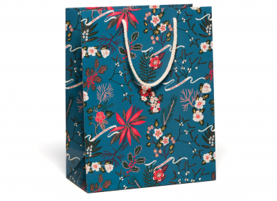 BAG Blue Poinsettia Holiday|Red Cap Cards