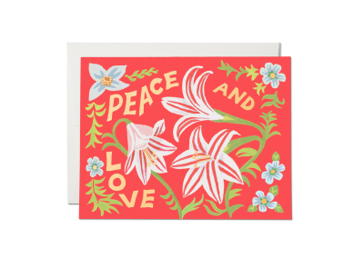 Peace and Love Amaryllis FOIL Holiday card|Red Cap Cards