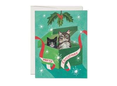 Meowy Christmas Holiday card|Red Cap Cards