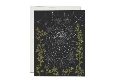 Delicate Spider Web FOIL Halloween card|Red Cap Cards