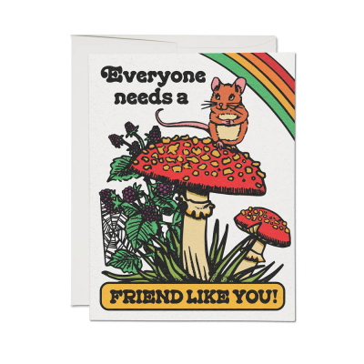 Mouse Friend Friendship card|Red Cap Cards
