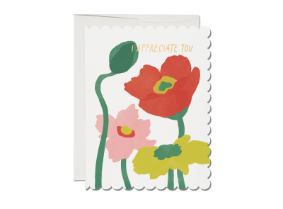 Scalloped Poppy Die Cut Thank You|Red Cap Cards