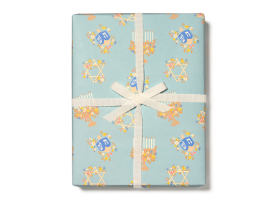 Floral Menorah Holiday wrap roll|Red Cap Cards
