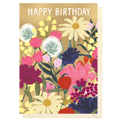 Happy Birthday Floral And Gold