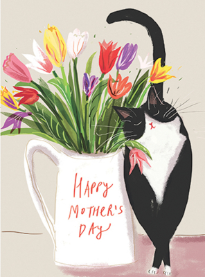 Cat And Tulips