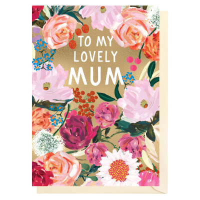 Lovely Mum Gold Floral
