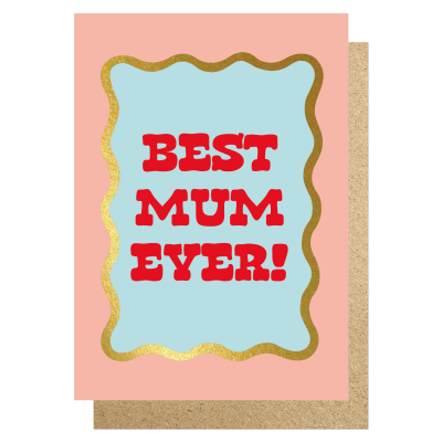 Best Mum Ever Peach Red Gold Wavy
