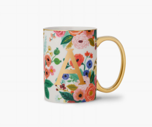 Garden Party Porcelain Monogram Mug - A|Rifle Paper