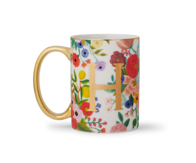 Garden Party Porcelain Monogram Mug - H|Rifle Paper