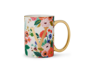 Garden Party Porcelain Monogram Mug - V|Rifle Paper