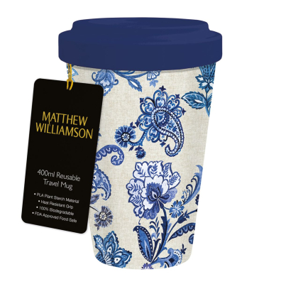TRAVEL MUG Blue Paisley