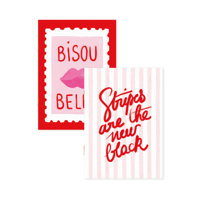 Bisous Bella Stripes Pocket Duo Notebook|All The Ways To Say