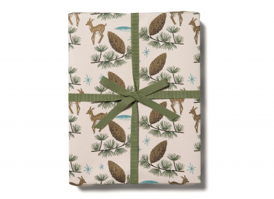 SHEET WRAP Deer and Pine Cones Holiday|Red Cap Cards