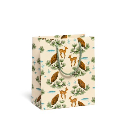 Deer and Pine Cones Holiday medium bag|Red Cap Cards