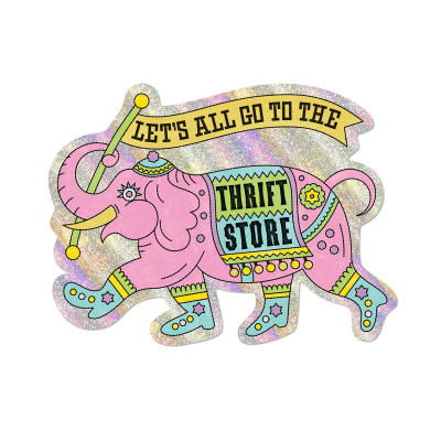 Thrifting Elephant sticker|Red Cap Cards