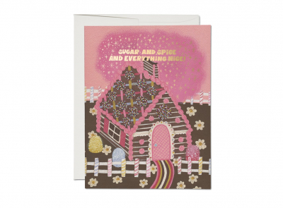 Gingerbread House FOIL Holiday|Red Cap Cards