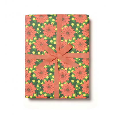 Big Poinsettia Holiday wrap|Red Cap Cards