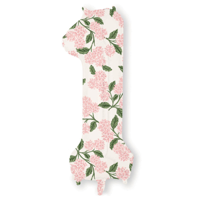 Pink Hydrangea Numbered Foil Balloon 1|Rifle Paper