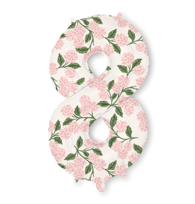 Pink Hydrangea Numbered Foil Balloon 8|Rifle Paper