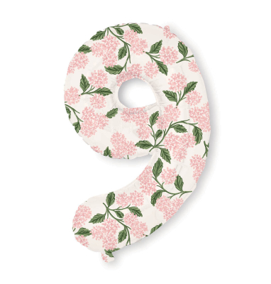 Pink Hydrangea Numbered Foil Balloon 9|Rifle Paper