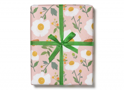 White Poppies wrap roll - 3 sheets|Red Cap Cards
