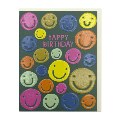 MINI CARD Happy Birthday Smiley Faces