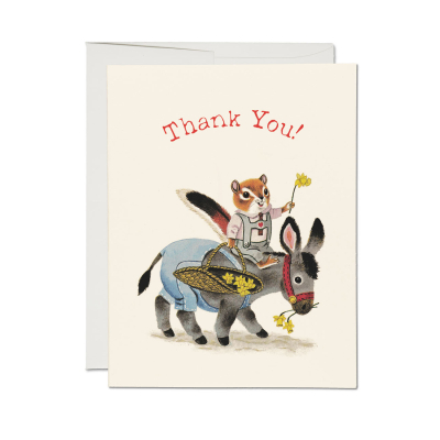 Chipmunk And Donkey Thank You Card|Red Cap Cards