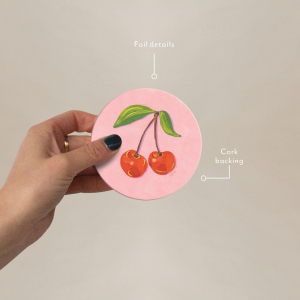 Sweetest Cherries Round Coaster|Seedlings
