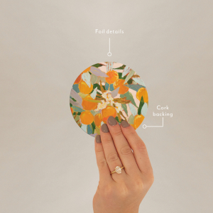 Orange Blossoms Round Coaster|Seedlings