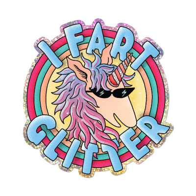I Fart Glitter sticker|Red Cap Cards