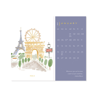 Bon Voyage 2025 Postcard Calendar