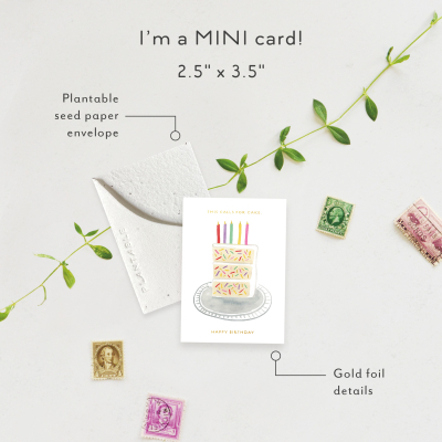 Birthday Slice Birthday Sprouts Mini Card|Seedlings