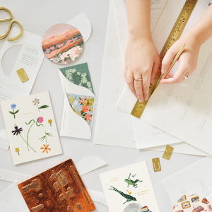 Bouquet in Blue Sprouts Mini Card|Seedlings