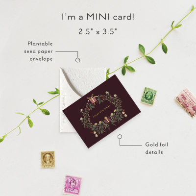 Christmas Wreath Holiday Mini Card|Seedlings