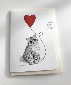 Cat With Heart Balloon