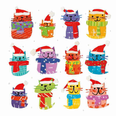 Christmas Cats In A Row
