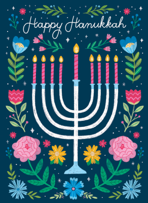 BOX REC Menorah Flowers
