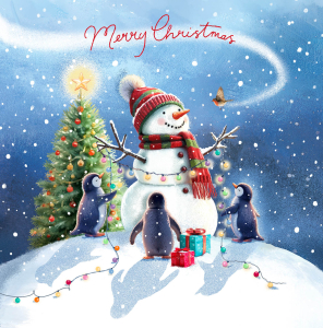 BOX MED SQ Snowmen And Penguins Christmas Fun Deluxe