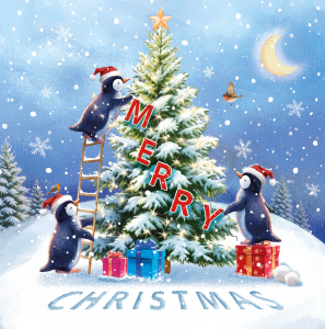 BOX MED SQ Snowmen And Penguins Christmas Fun Deluxe