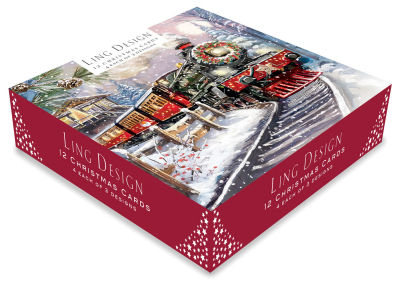 BOX MED SQ Classic Merry Christmas Greetings Deluxe