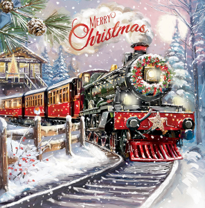 BOX MED SQ Classic Merry Christmas Greetings Deluxe