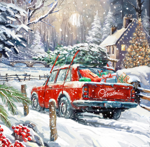 BOX MED SQ Classic Merry Christmas Greetings Deluxe