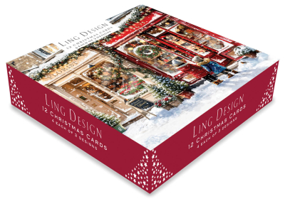 BOX LRG SQ Festive Christmas Village Scenes Deluxe