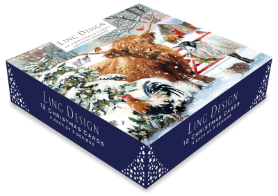 BOX LRG SQ Christmas On The Farm Scenes Deluxe