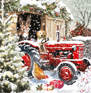 BOX LRG SQ Christmas On The Farm Scenes Deluxe