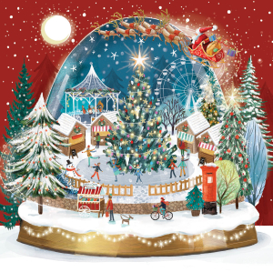BOX LRG SQ Classic Christmas Snowglobes Deluxe