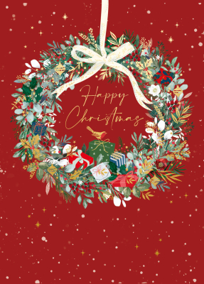 Happy Christmas Holiday Wreath