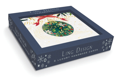 BOX LRG SQ Green And Red Festive Christmas Ornament Luxury