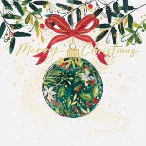 BOX LRG SQ Green And Red Festive Christmas Ornament Luxury