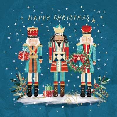 BOX SML SQ Three Nutcrackers At Christmas Time Premium